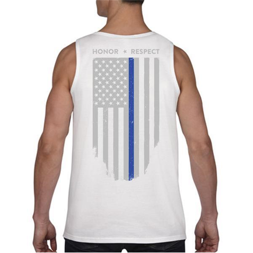 Thin Blue Line Tank - Thin Blue Line American Flag - HONOR & RESPECT