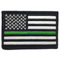 Thin Blue Line Thin Green Line American Flag Patch, 2 x 3 Inches, Sew On