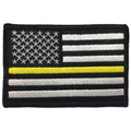 Thin Blue Line Thin Gold Line American Flag Patch, 2 x 3 Inches, Sew On