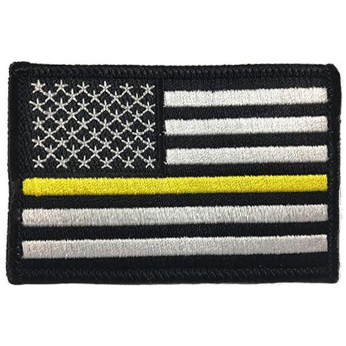 Thin Blue Line Thin Gold Line American Flag Patch, 2 x 3 Inches, Sew On