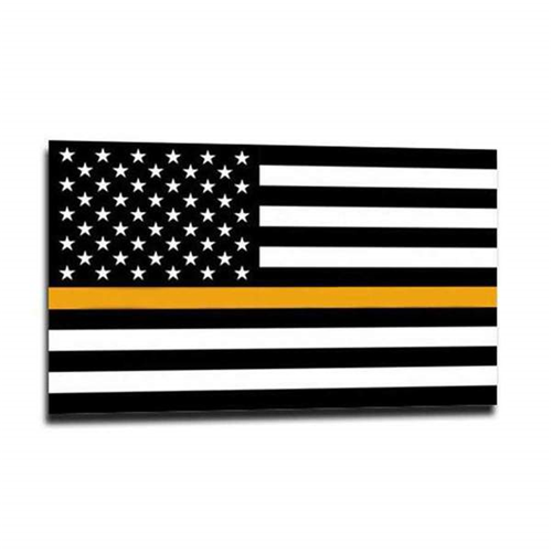 Thin Blue Line Gold Line American Flag Sticker, 4 x 6 Inches