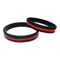 Thin Blue Line Thin Red Line Silicone Bracelet, 9 Inch
