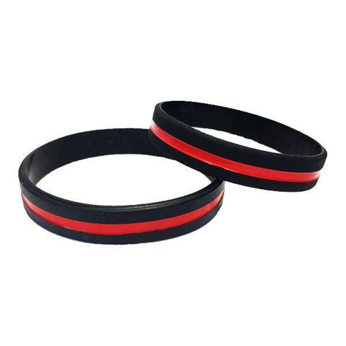 Thin Blue Line Thin Red Line Silicone Bracelet, 9 Inch
