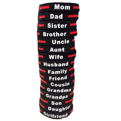 Thin Blue Line Grandpa - Thin Red Line Bracelet, 8 Inch