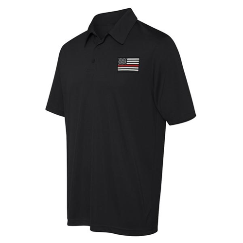 Thin Blue Line Polyester Sport Polo - Embroidered Thin Red Line American Flag