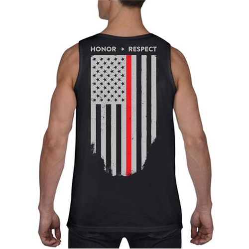 Thin Blue Line Tank - Thin Red Line American Flag - HONOR & RESPECT