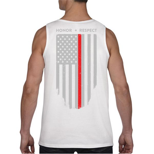 Thin Blue Line Tank - Thin Red Line American Flag - HONOR & RESPECT