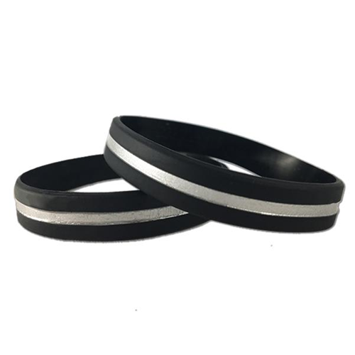 Thin Blue Line Thin Silver Line Bracelet, 8 Inch