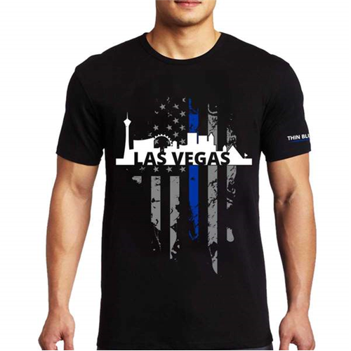 Thin Blue Line T-Shirt, Vegas Large, Thin Blue Line