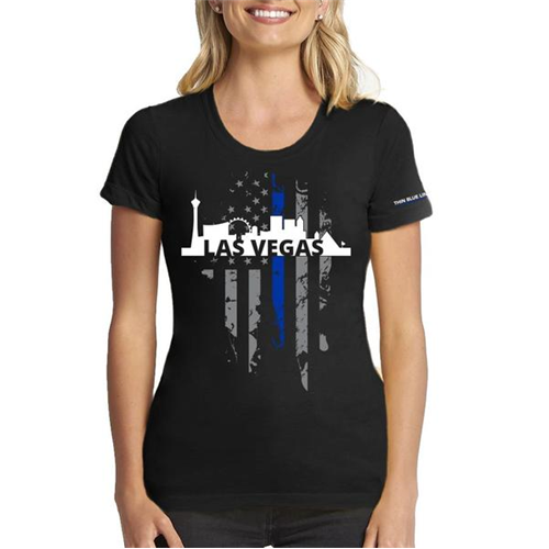Thin Blue Line Women's T-Shirt, Vegas Large, Thin Blue Line