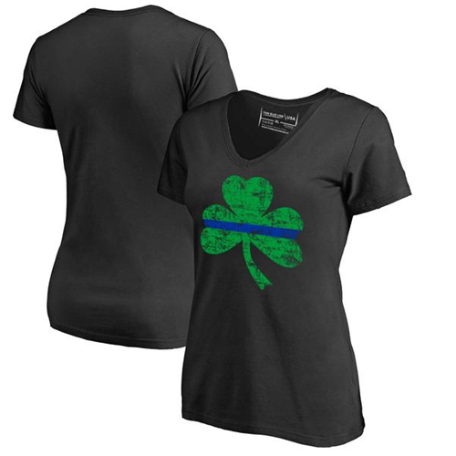 Thin Blue Line Women's V-Neck - Shamrock, Thin Blue Line