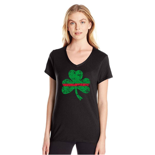 Thin Blue Line Women's V-Neck - Shamrock, Thin Red Line