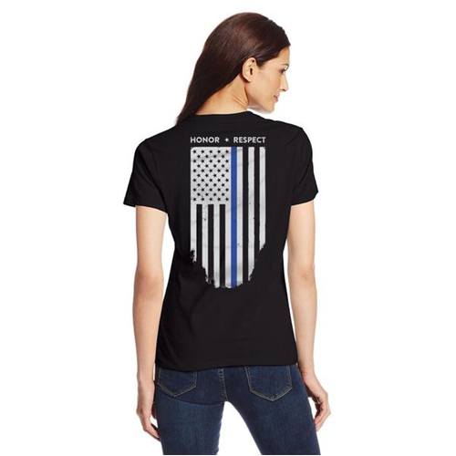 Thin Blue Line Slim Fit Women's Shirt - Thin Blue Line Flag T-Shirt