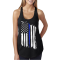 Thin Blue Line Women's Racerback Tank - Thin Blue Line Flag