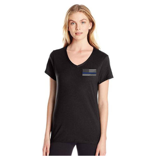 Thin Blue Line Women's V-Neck - Small Logo, Thin Blue Line