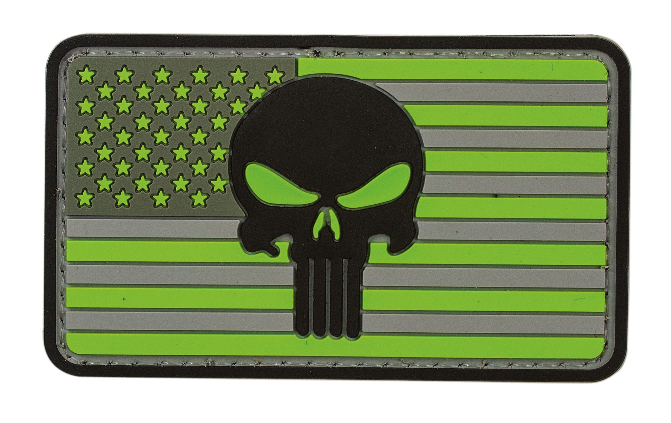 Voodoo Tactical Punisher Flag - (Hi-Viz Green & Gray)
